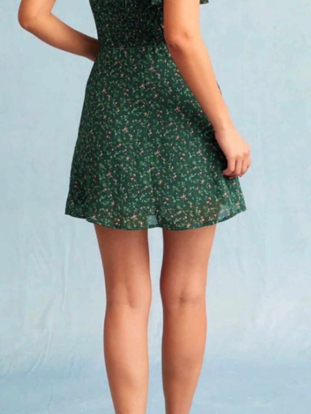 The Green Sweetheart Neck Floral Slip Mini Dress - Picture 4 of 6